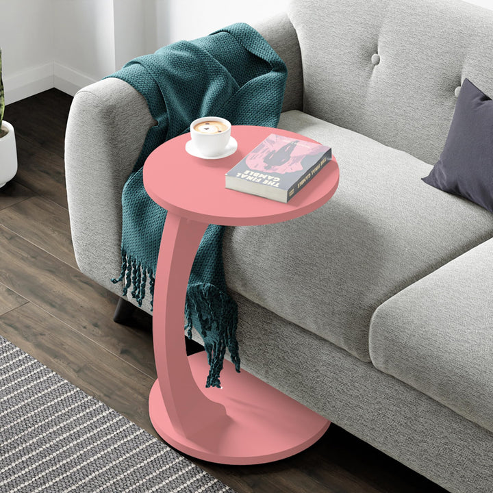 [en.casa] Beistelltisch Holeby Couchtisch Sofatisch auf Rollen Betttisch Laptoptisch C-Form Wohnzimm