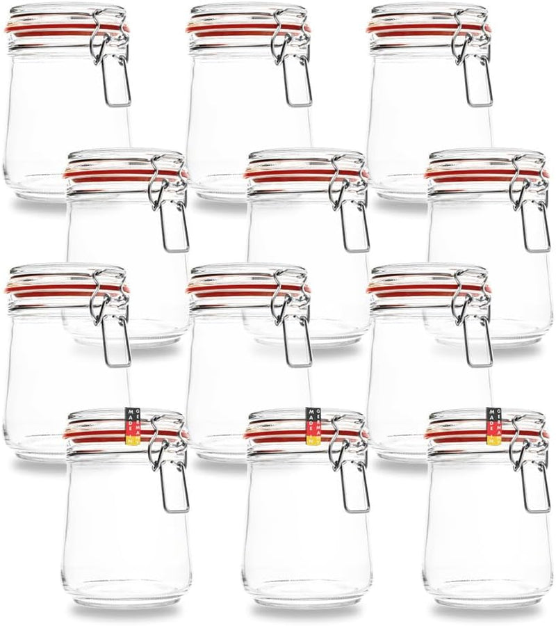 Flaschenbauer- 12 Drahtbügelgläser 800ml verwendbar als Einmachglas und Fermentierglas, zu Aufbewahr