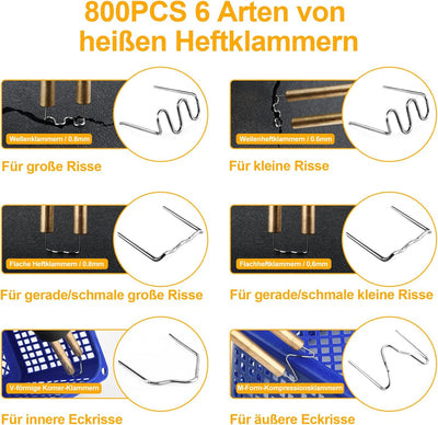Kunststoff Schweissgerät - 150W Plastikschweissgerät Kunststoff Reparaturset 821PCS, Kunstoffschweis