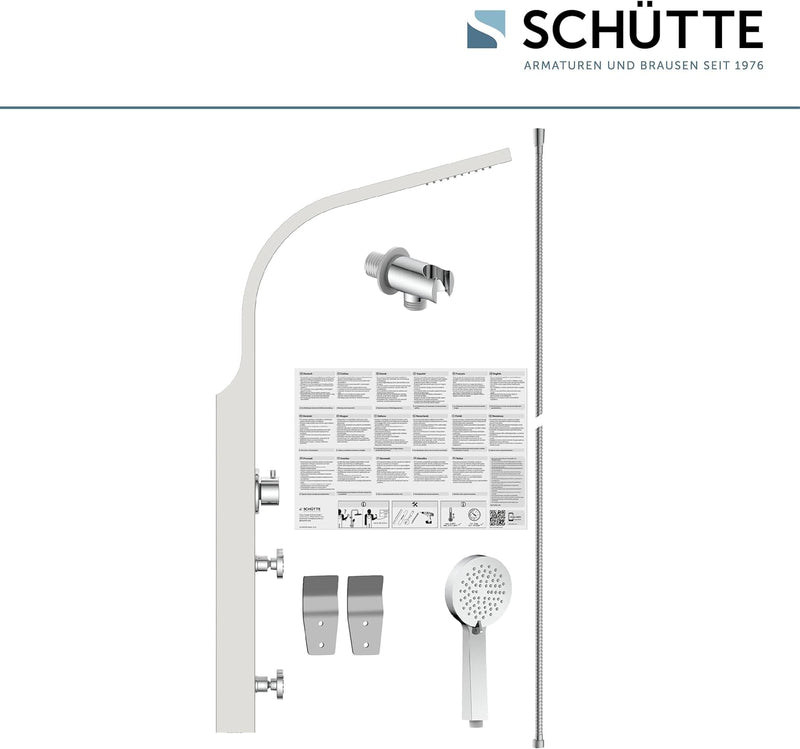 SCHÜTTE Sansibar 60085 Edelstahl Duschpaneel ohne Armatur, Duschsystem mit Regendusche, Wandhalterun