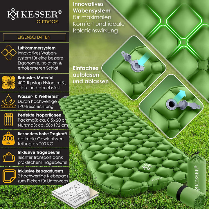 KESSER® Camping Matratze Isomatte Aufblasbare Luftmatratze Campingmatte, inkl. Tragebeutel Outdoor U