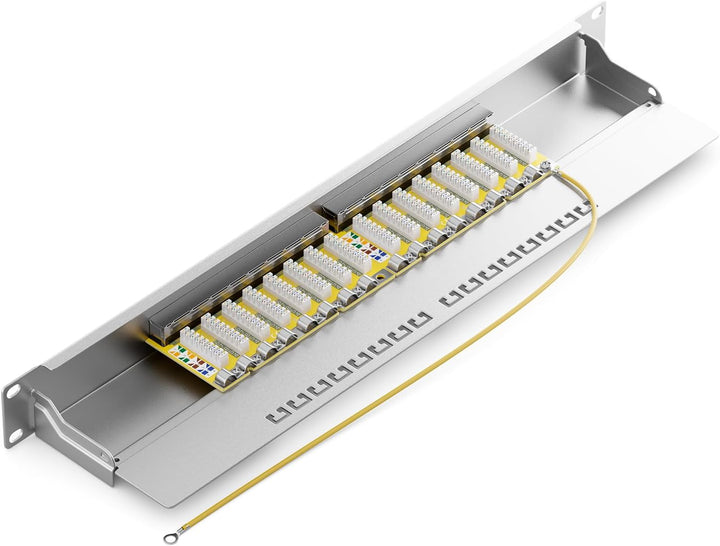 deleyCON CAT 6 Patchpanel Verteilerfeld 16 Port - Desktop 19" Zoll Rackeinbau Servermontage - RJ45 -