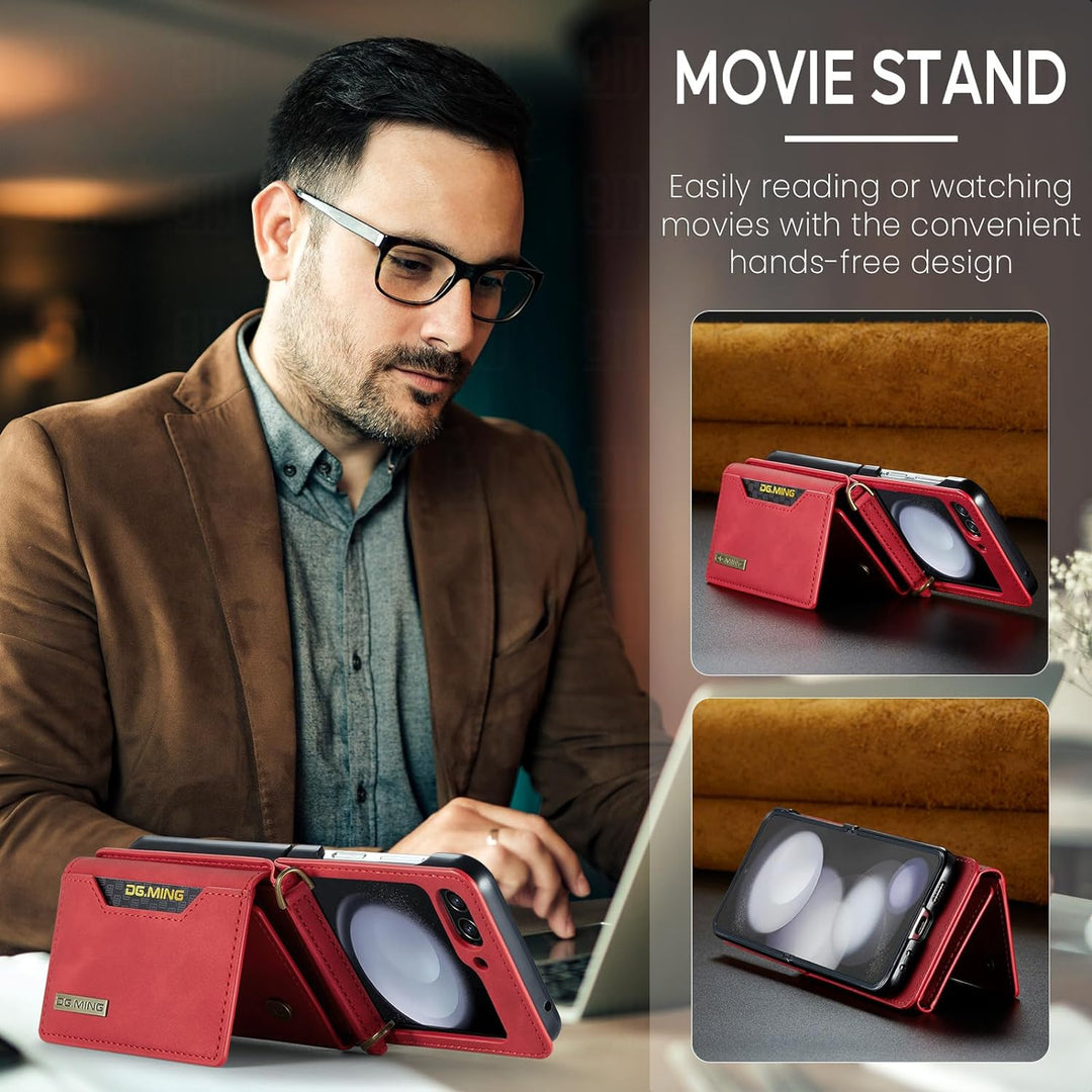 UDBKKDX Brieftasche Handyhülle für Samsung Galaxy Z Flip 4, hülle Mattes Leder mit Ständer Kameralin