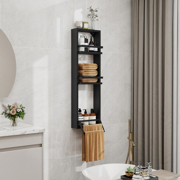 ZealWe Wandregal 3 Ebenen Badregale, Badezimmerregal mit Handtuchhalter, Badezimmer Regal Wand 30x10