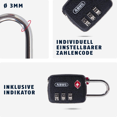 ABUS 58830 2 Stück Zahlenschloss 30 mm schwarz, Geprägt 2 Stück Geprägt, 2 Stück Geprägt