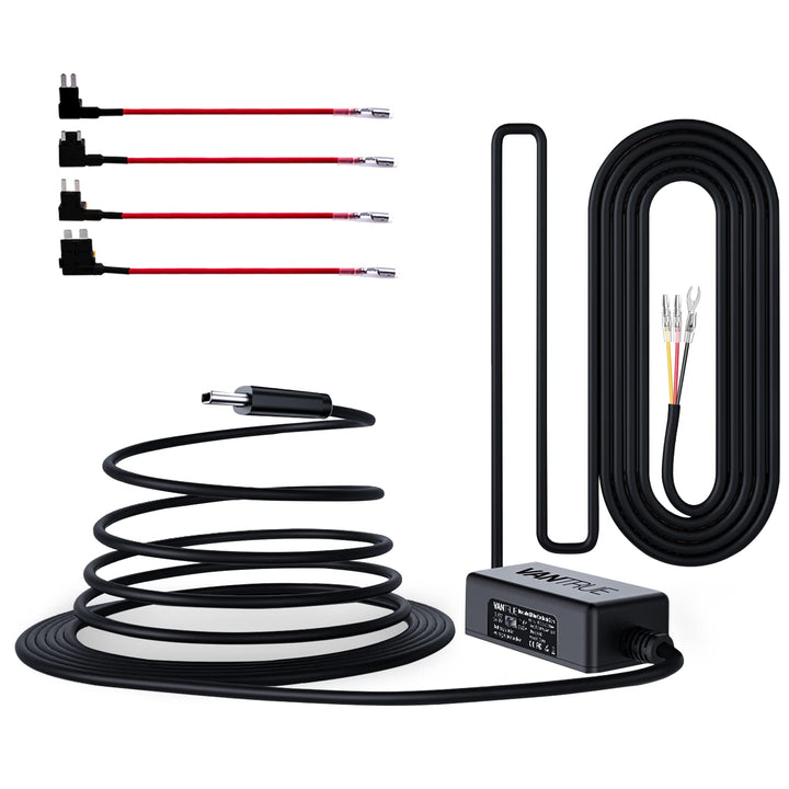 VANTRUE USB-C Hardwire Kit mit 2 Stufen und Acc Kabel für N Serie/E Serie/S1PRO/X4S, 12V/24V zu 5V,