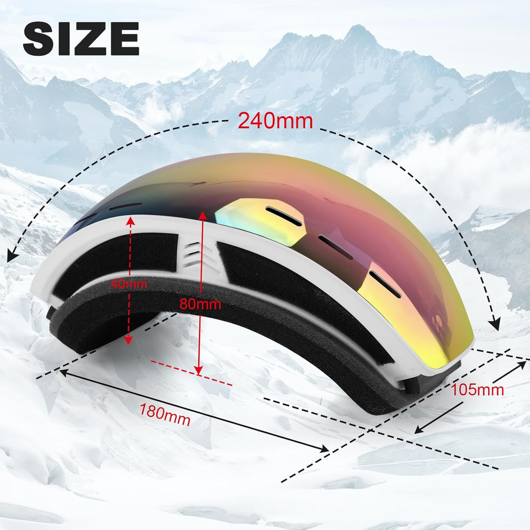 Trusiel Skibrille, Skibrille Damen Herren Anti-Fog Ski brille OTG, Skibrille für Brillenträger, 400