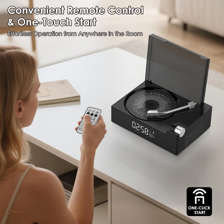 Tragbarer CD-Player für zu Hause mit Hi-Fi-Lautsprecher | Bluetooth-Sender und -Empfänger, Timer, LE