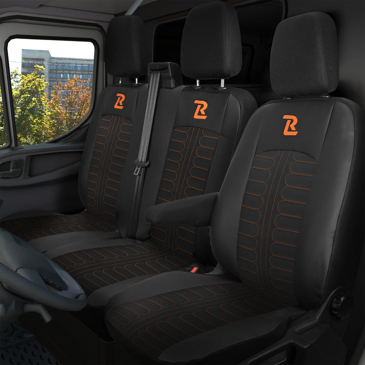 LUCARO Sitzbezüge Auto Tornado für Ford Transit 2013 und Später - Sitzbezug Set 1+2 - Auto Sitzbezüg