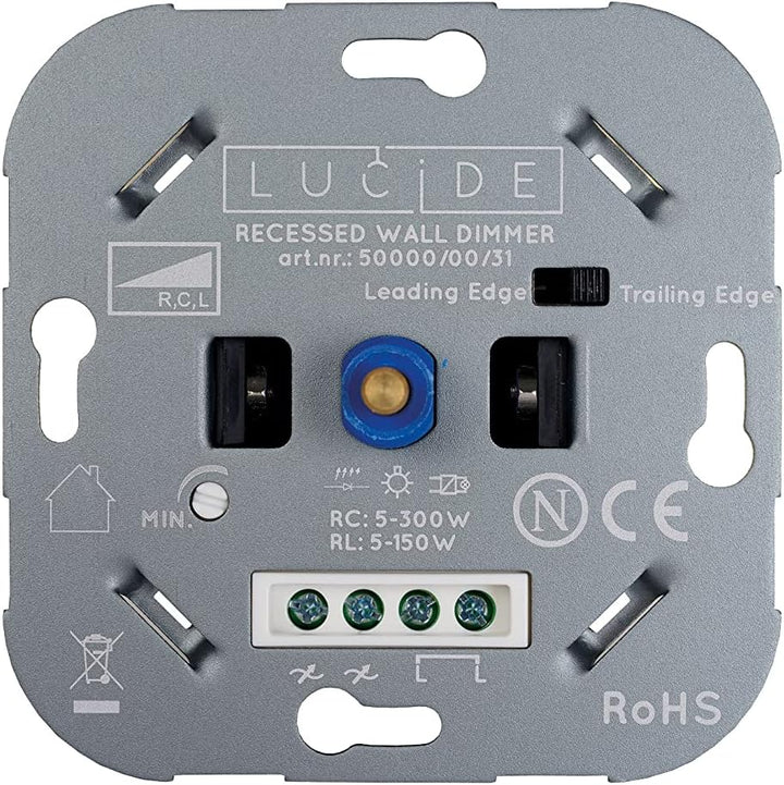 Lucide RECESSED WALL DIMMER NL - Dimmer - 300 Watt 230V - Weiss