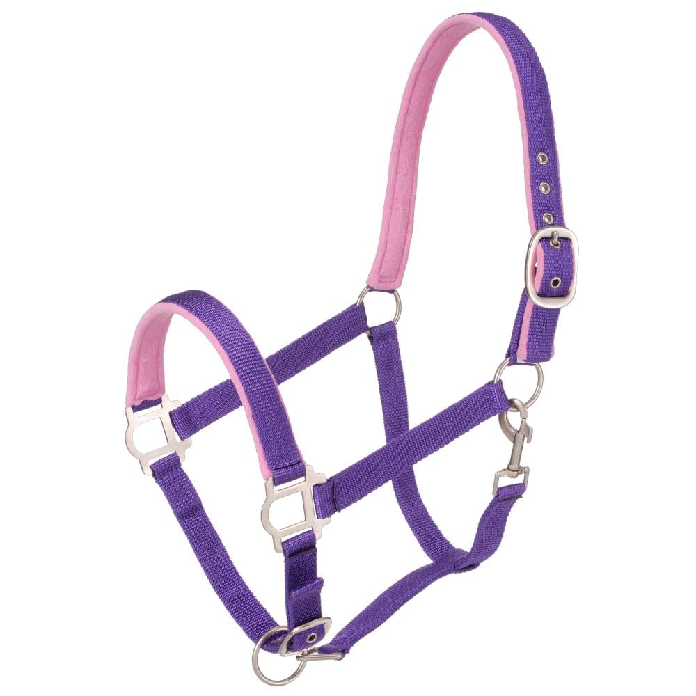 Tough 1 Gepolstertes Nylonhalfter mit Satin-Details Pferd Violett, Pferd Violett