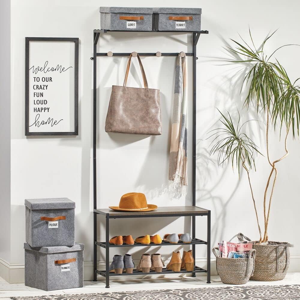 mDesign Sortierbox für den Schlafzimmerschrank – grosse Ordnungsbox mit Deckel aus Kunstfaser – Aufb