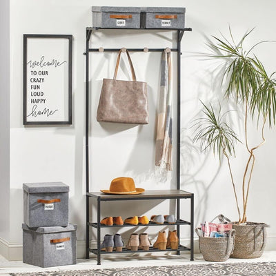 mDesign Sortierbox für den Schlafzimmerschrank – grosse Ordnungsbox mit Deckel aus Kunstfaser – Aufb