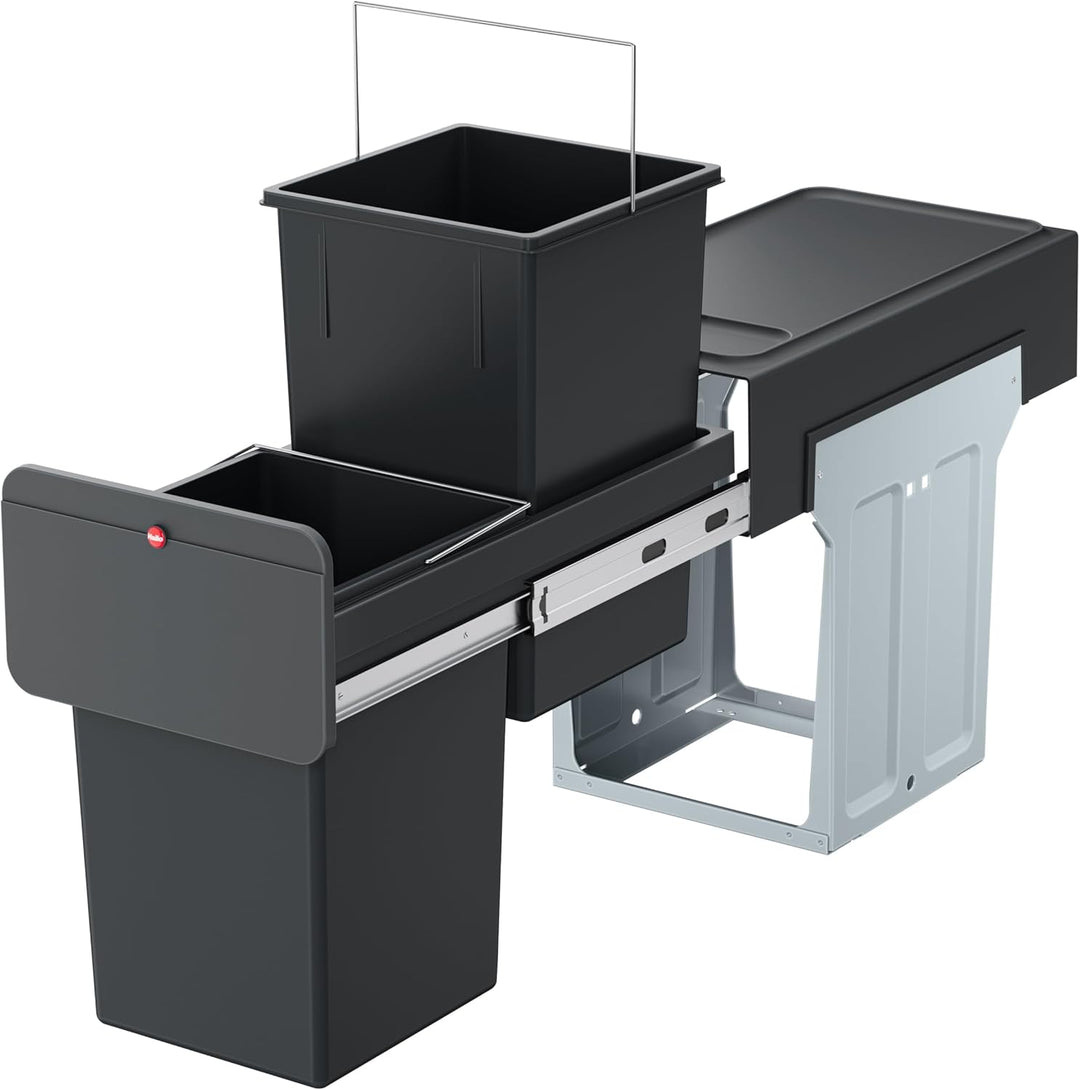Hailo EcoLine Design L Einbau-Mülltrennungs-System | 2 x 14L | 28L | Duo Mülltrenner mit Vollauszug