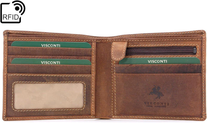 VISCONTI - Leder - Herrengeldbörse aus Echtleder - Kreditkartensteckplätze & mit Geschenkbox - Jäger