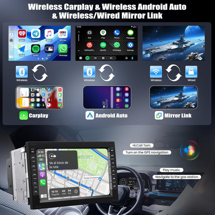 CAMECHO 4+64G Android 15 Navi Autoradio für VW Golf 4 MK4 Passat B5 Sharan Skoda Polo Jetta Peugeot