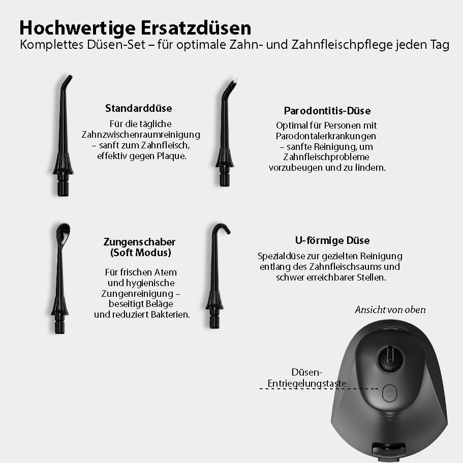 Tristan Auron Ersatzdüsen für Munddusche Projet -Technologie für optimale Zahn- & Zahnfleischpflege