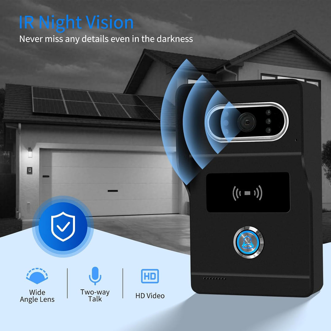 Tuya WLAN 2-Draht Video Türsprechanlage mit Kamera, 7-Zoll-IPS-Touchscreen, Full HD 1080P HD-Türklin