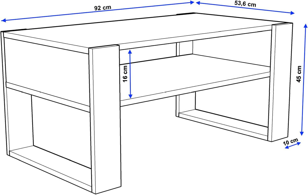 MRBLS Couchtisch – modernes rustikales Design – Wohnzimmer-Tisch Beistelltisch Kaffeetisch Sofatisch