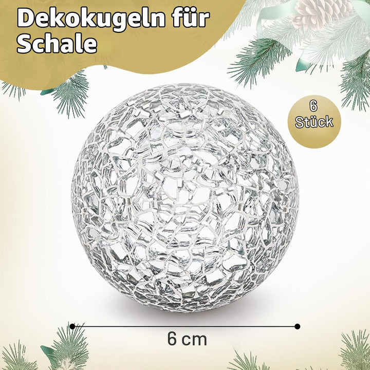 Mosaikkugeln Glas Solide Kugel 6 Stücke/6cm Spiegelglaskugel Knistern Bälle Couchtisch Satz Vasen Gr