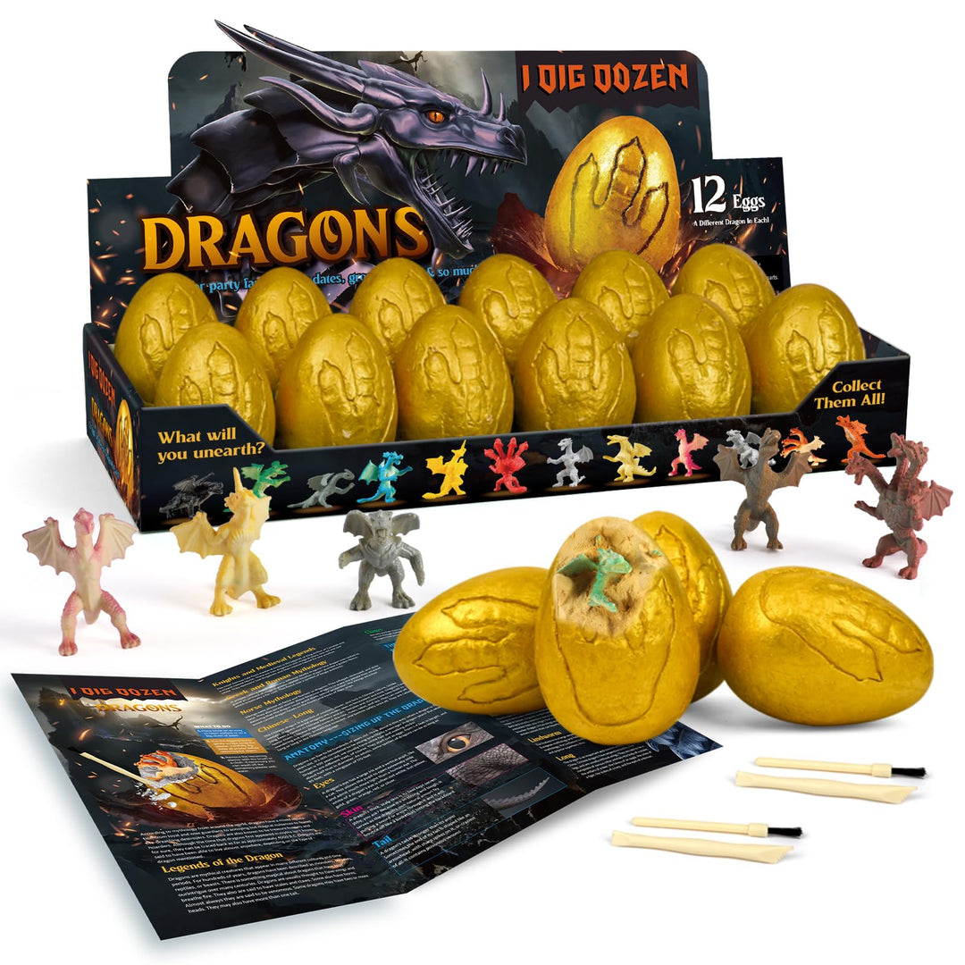 Grabset für Kinder Gold Drachenei Ausgrabungsset für Kinder - 12-Drachenspielzeug Ausgraben - Experi