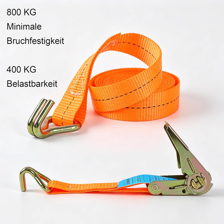 Spanngurte mit Ratsche 10 Stück 800 kg TÜV/GS Zertifiziert - 5m*25 mm 800 daN Zweiteilig Zurrgurte R