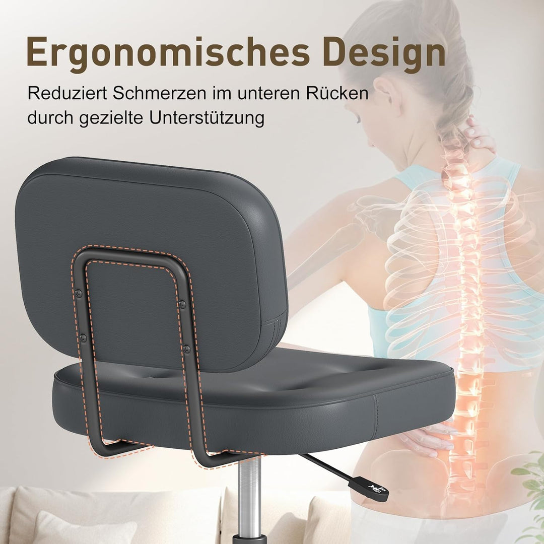 AnyGod Bürostuhl ohne Armlehne, höhenverstellbarer Drehstuhl mit Rollen, Schreibtischstuhl aus Kunst