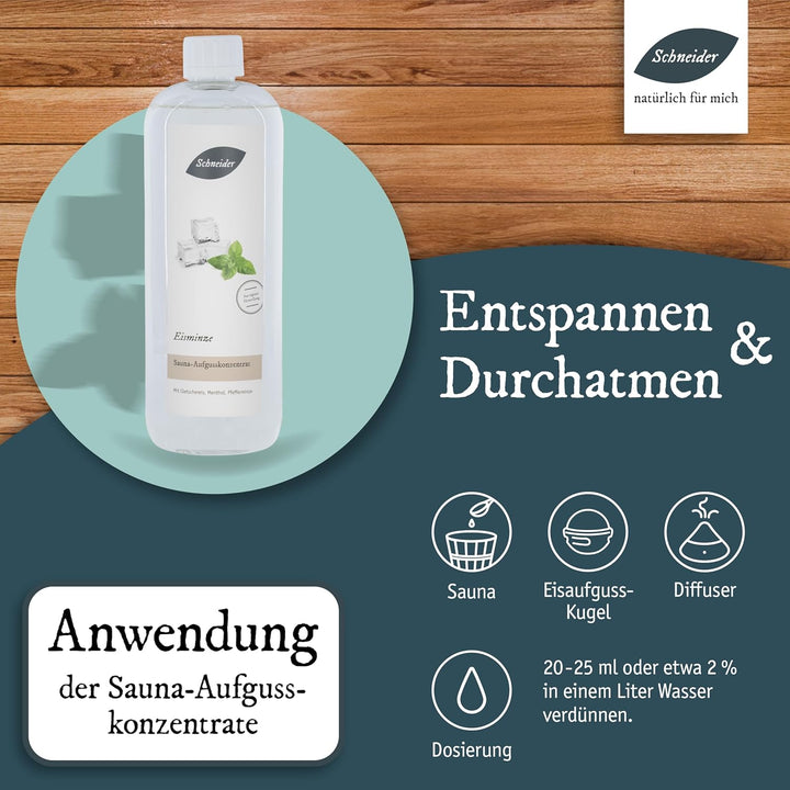 Saunabedarf Schneider - Aufgusskonzentrat, Saunaaufguss Eis-Minze 250ml