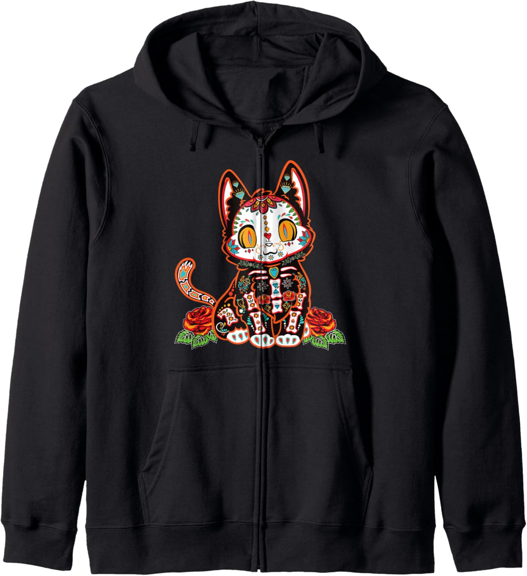 Cat dia de los muertos Tag des toten Zuckerschädels El Gato Kapuzenjacke