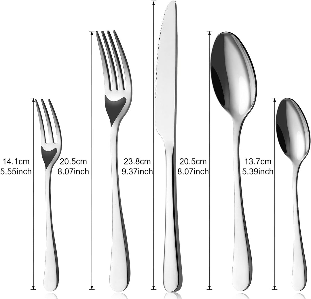 BEWOS Besteck Set für 6 Personen, 30 teilig Essbesteck Set inkl. Messer, Gabel, Löffel, Besteck Edel