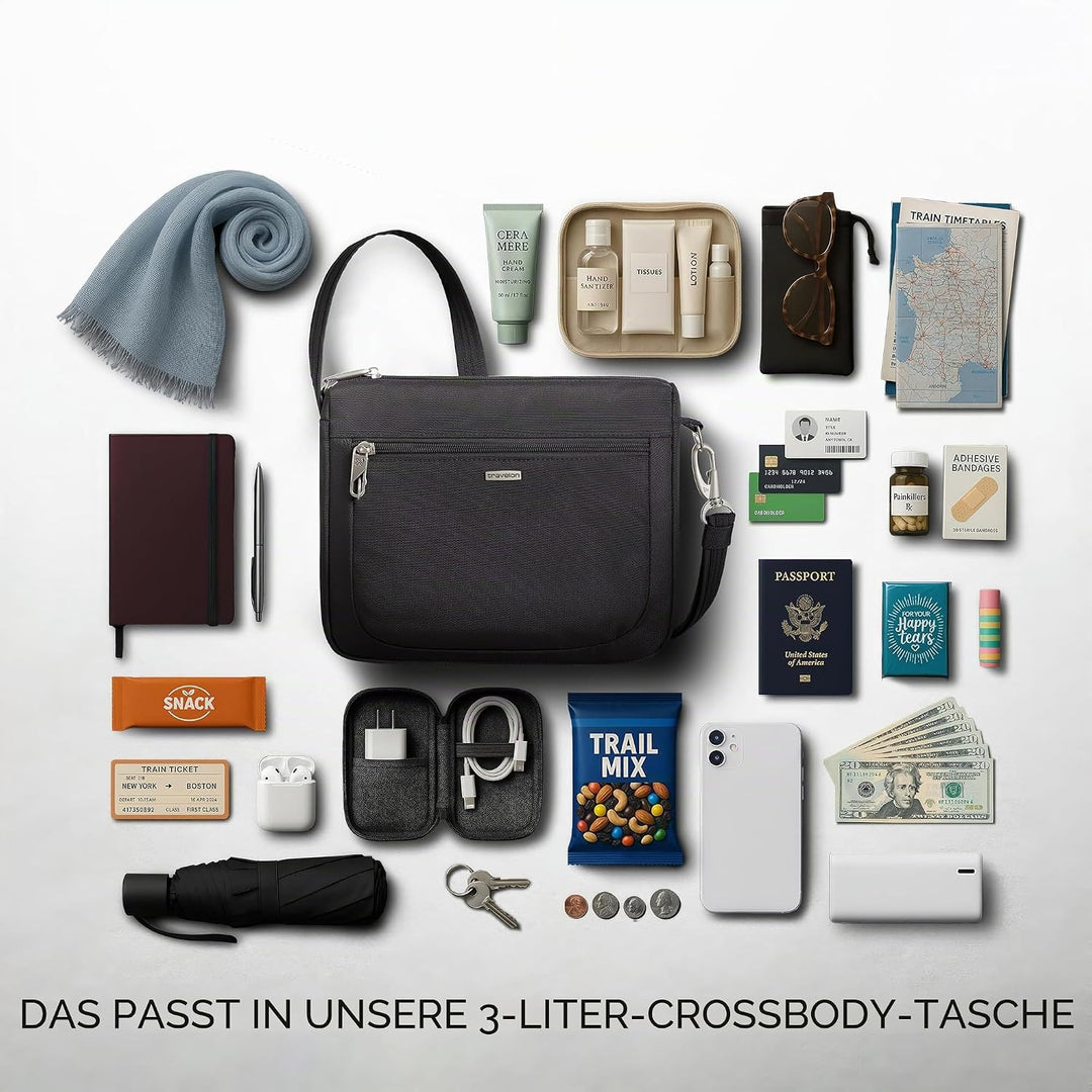 Travelon Uni Anti-Theft Classic Small East/West Crossbody Umhängetasche, 10.5 x 8 x 2.5 Schwarz