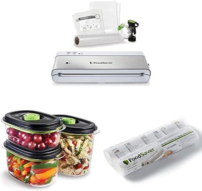 FoodSaver VS0100X Kompaktes Vakuumiergerät für Lebensmittel mit Handheld-Vakuumierer | 3 x Preserve