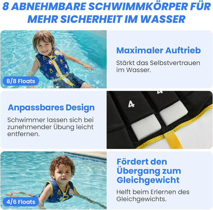 Boglia Kinder-Schwimmweste, Schwimmhilfe für Kleinkinder zum Schwimmenlernen, ultraweiche Neoprenjac