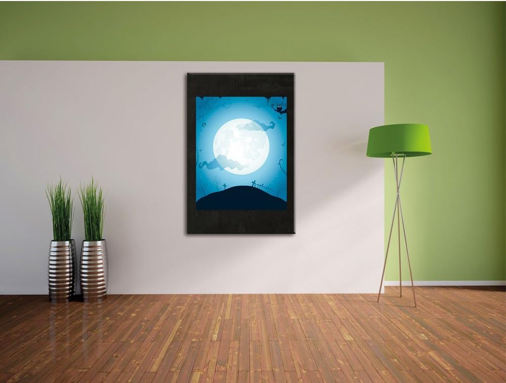 Pixxprint Schauriger Mond als Leinwandbild/Grösse: 100x70 cm/Wandbild/Kunstdruck/fertig bespannt 70x