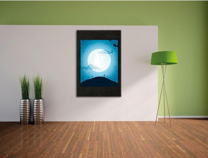 Pixxprint Schauriger Mond als Leinwandbild/Grösse: 100x70 cm/Wandbild/Kunstdruck/fertig bespannt 70x