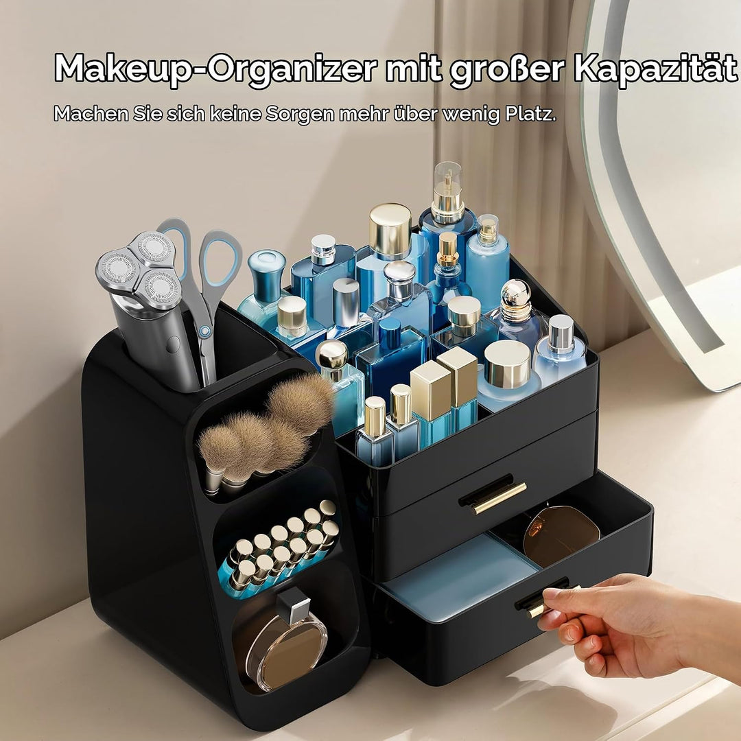 hblife Makeup Kosmetik Organizer mit Schubladen, Pinsel Organizer, 3-in-1 Plastic Kosmetik Aufbewahr