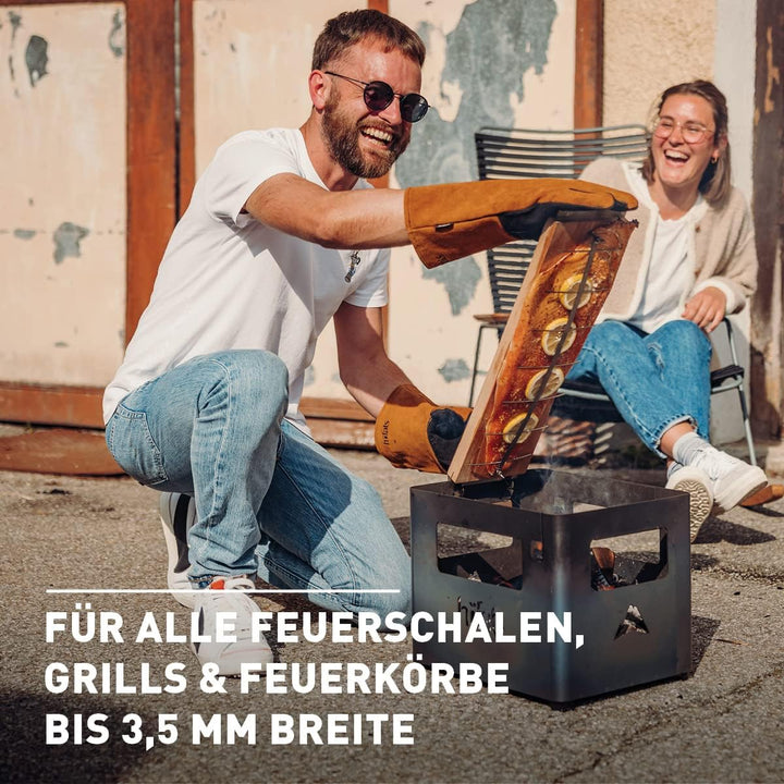 höfats - Flammlachsbrett mit Edelstahl Halterung - Flammlachs Räucherbrett aus Buche - verstellbar z