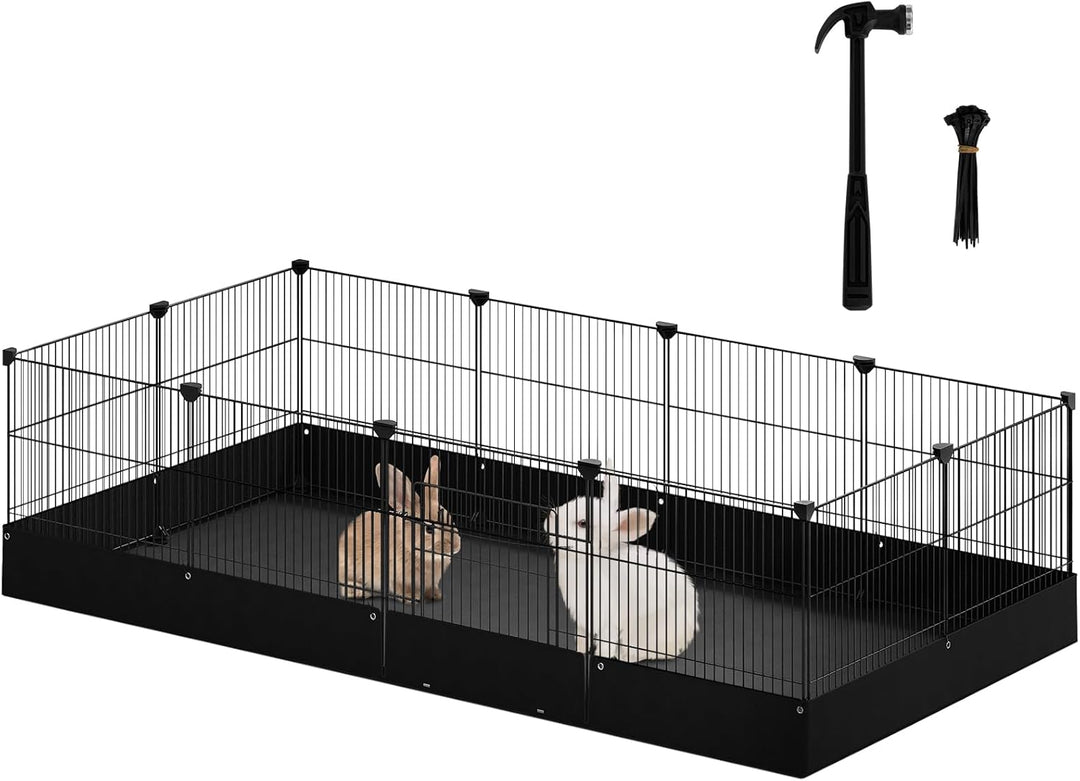 EUGAD Freigehege für Kaninchen, Freilaufgehege mit Unterlage, DIY-Kleintiergehege, Meerschweinchen G