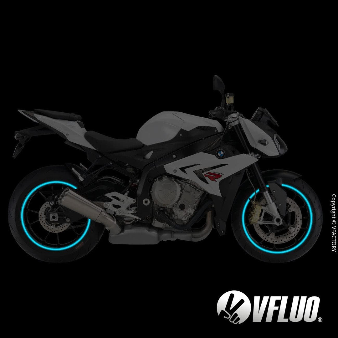 VFLUO - Kit Reflektierende Felgenrandaufkleber Motorrad, Aufkleber für 1 Rad 3M™-Technologie™, 360°-