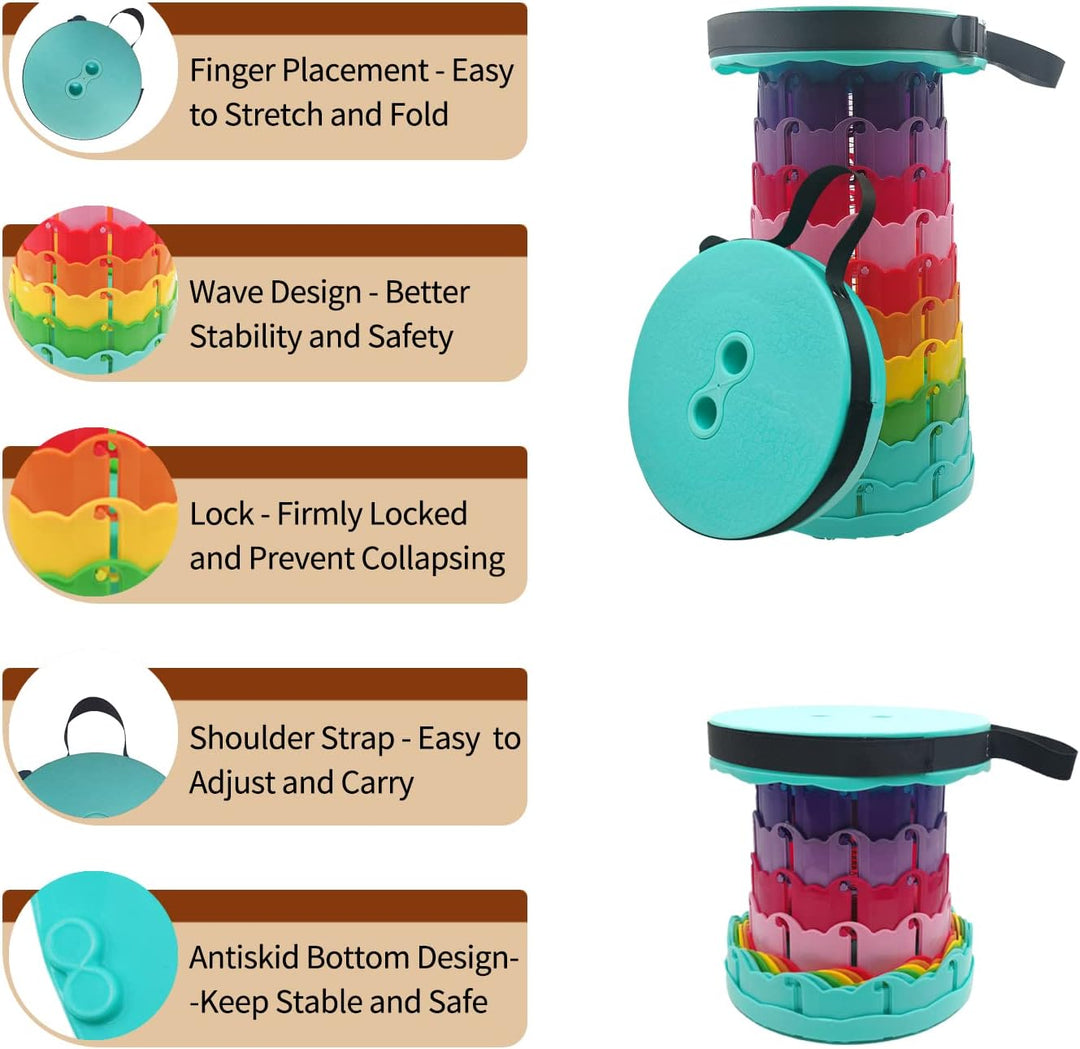 Teleskopischer Tragbarer Klapphocker Faltbar, Regenbogen Kunststoff Teleskop Hocker Tragbarer Hocker