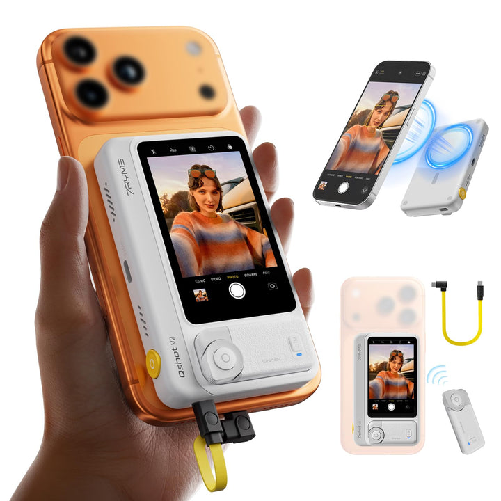 7RYMS Qshot V2 Kabelgebundener Selfie-Monitor für iPhone 17/16 & Android, Magnetischer Smartphone Mo