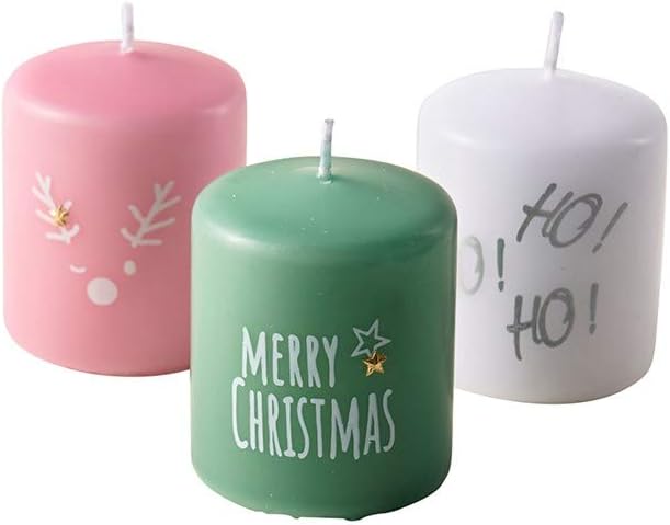 Kleine Weihnachtskerzen im Set – 12 Stück - Kerzenset mit Aufschrift & Motiven - Dekoration Weihnach