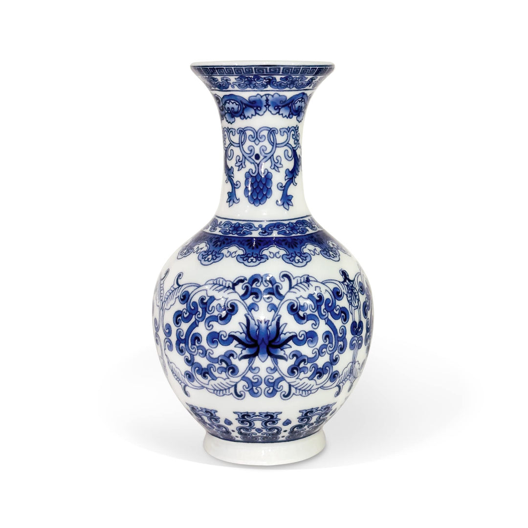 fanquare Kleine Blaue und Weisse Porzellan Vase, Chinesische Vasen Deko, Traditionelle Keramik Blume