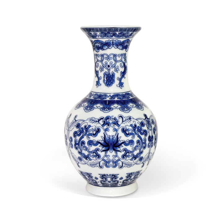 fanquare Kleine Blaue und Weisse Porzellan Vase, Chinesische Vasen Deko, Traditionelle Keramik Blume