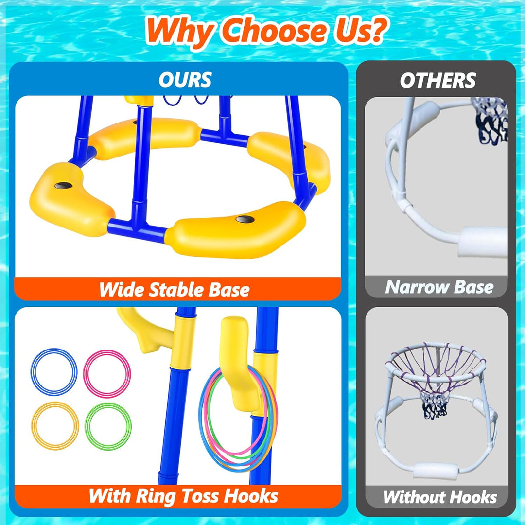 Pool Basketballkorb Set_Schwimmender Basketballkorb Blue-Yellow, Blue-Yellow