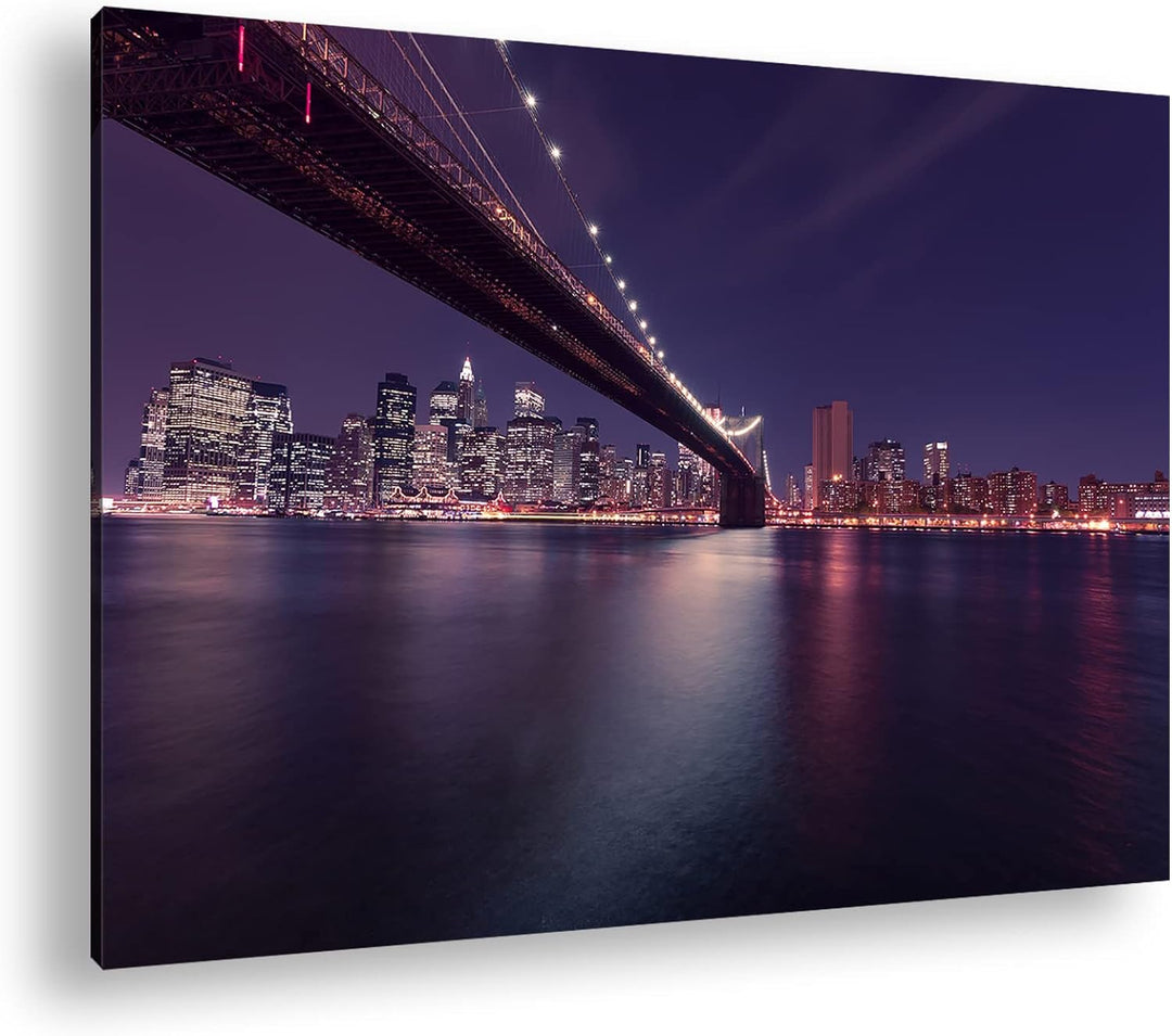 deyoli Brooklyn Brücke mit atemberaubenden Blick auf New York im Format: 80x60 als Leinwandbild, Mot