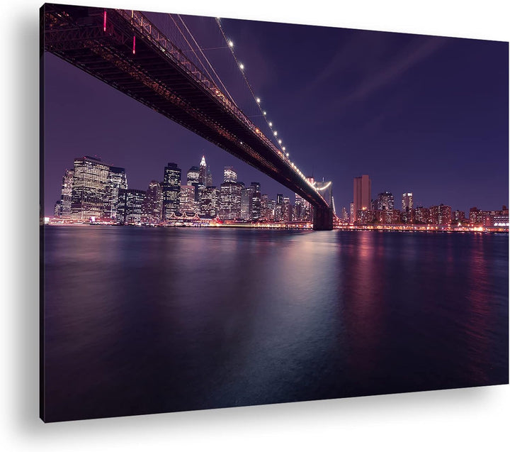 deyoli Brooklyn Brücke mit atemberaubenden Blick auf New York im Format: 80x60 als Leinwandbild, Mot