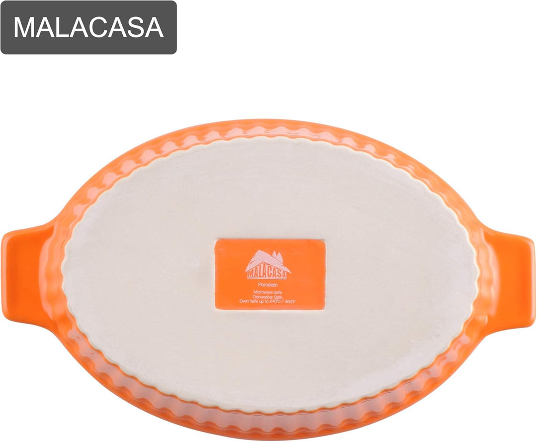 MALACASA, Serie Bake.Bake Set mit 2 Porzellanformen zum Backen, Ofenform für Brot, Lasagne, Kuchen,