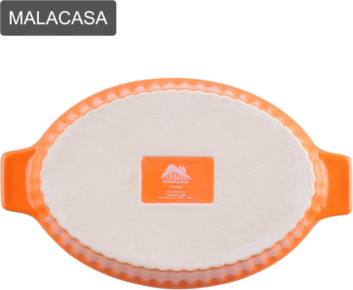 MALACASA, Serie Bake.Bake Set mit 2 Porzellanformen zum Backen, Ofenform für Brot, Lasagne, Kuchen,