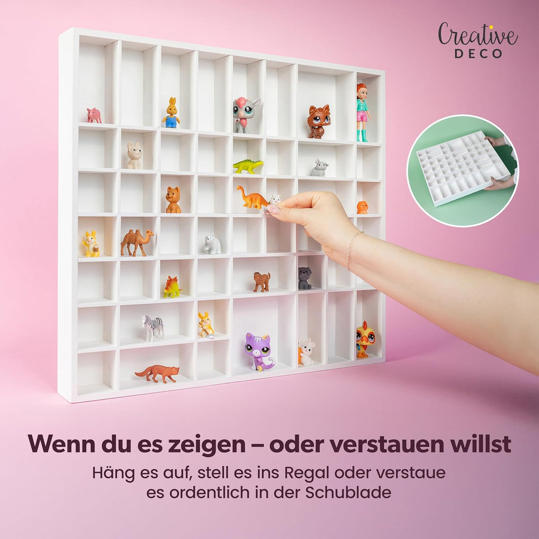 Creative Deco Weisse Setzkasten Holz Sammelbox Holztablett 51 Fächer | 52 x 46 x 5 cm | Bemalen Holz